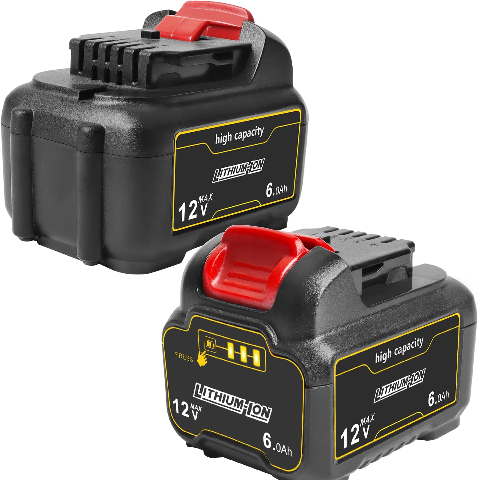 2-Pack 12V 6.0Ah Battery for Dewalt 12V Max Battery-Replaces DCB120, DCB121, DCB127 - Compatible with Cordless Drills, Impact Drivers, and More