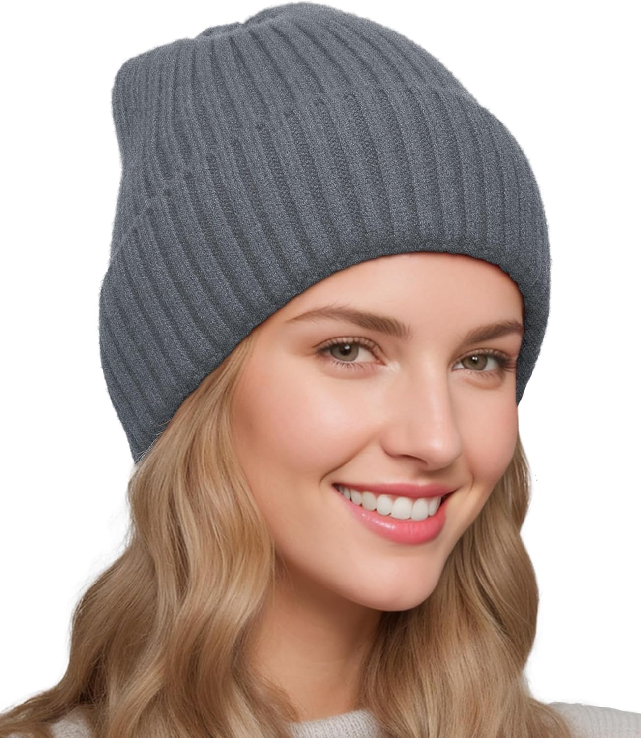 Satin Lined Beanie for Women Men, Womens Silk Lined Beanies, Wool Knit Cuffed Warm Winter Hats Skull Cap