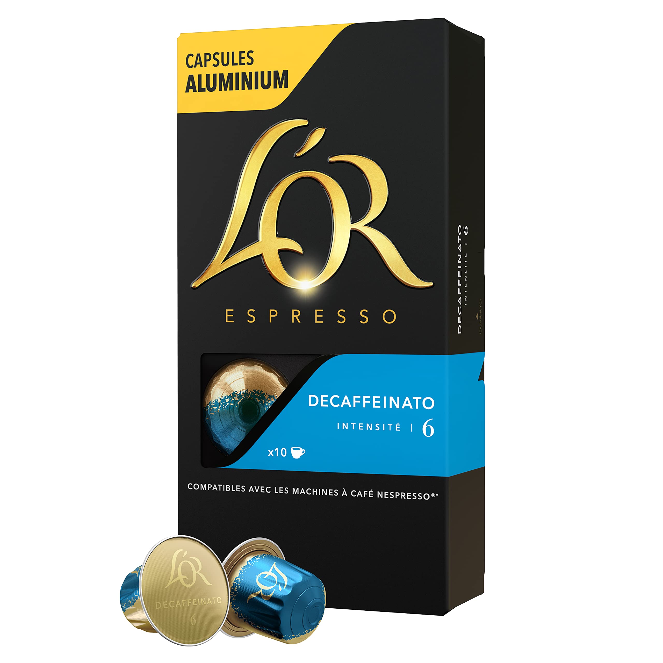 L'OR Espresso Coffee Decaffeinato Intensity 6 - Cápsulas de café de aluminio compatibles con Nespresso® * - 40 paquetes de 10 cápsulas (400 bebidas)