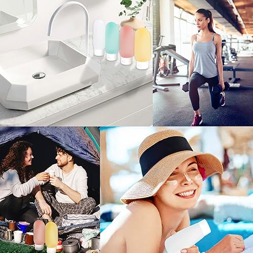 Miniatura 6 de Conjunto de botellas de viaje aprobadas por la TSA para artículos de tocador, kit de contenedores de tamaño de viaje 4 paquetes portátiles a prueba