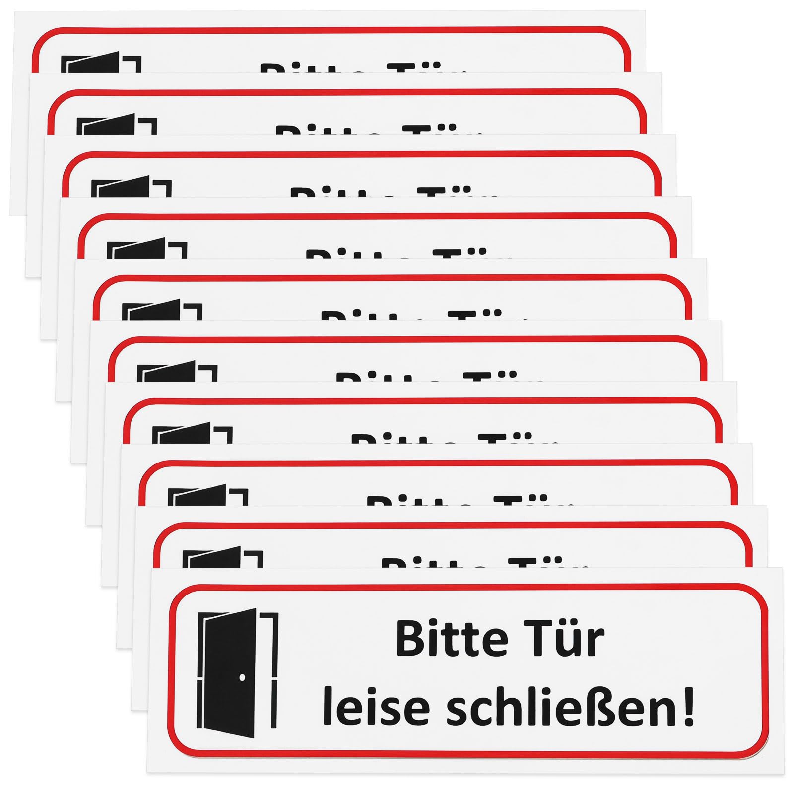 Briny River 10pcs 196x65mm Please Close the Door Quietly Sign Self-Adhesive Sticker "Bitte Tür leise schließen!" PVC