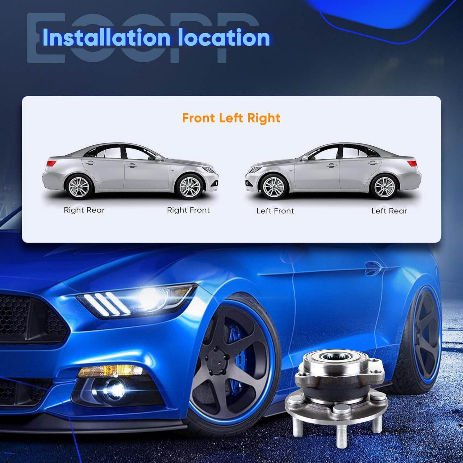 ECCPP 2 New Complete Front Wheel Hub Bearing Assembly 5 Lugs w/ABS For 2008-2014 Compatible with 513303×2