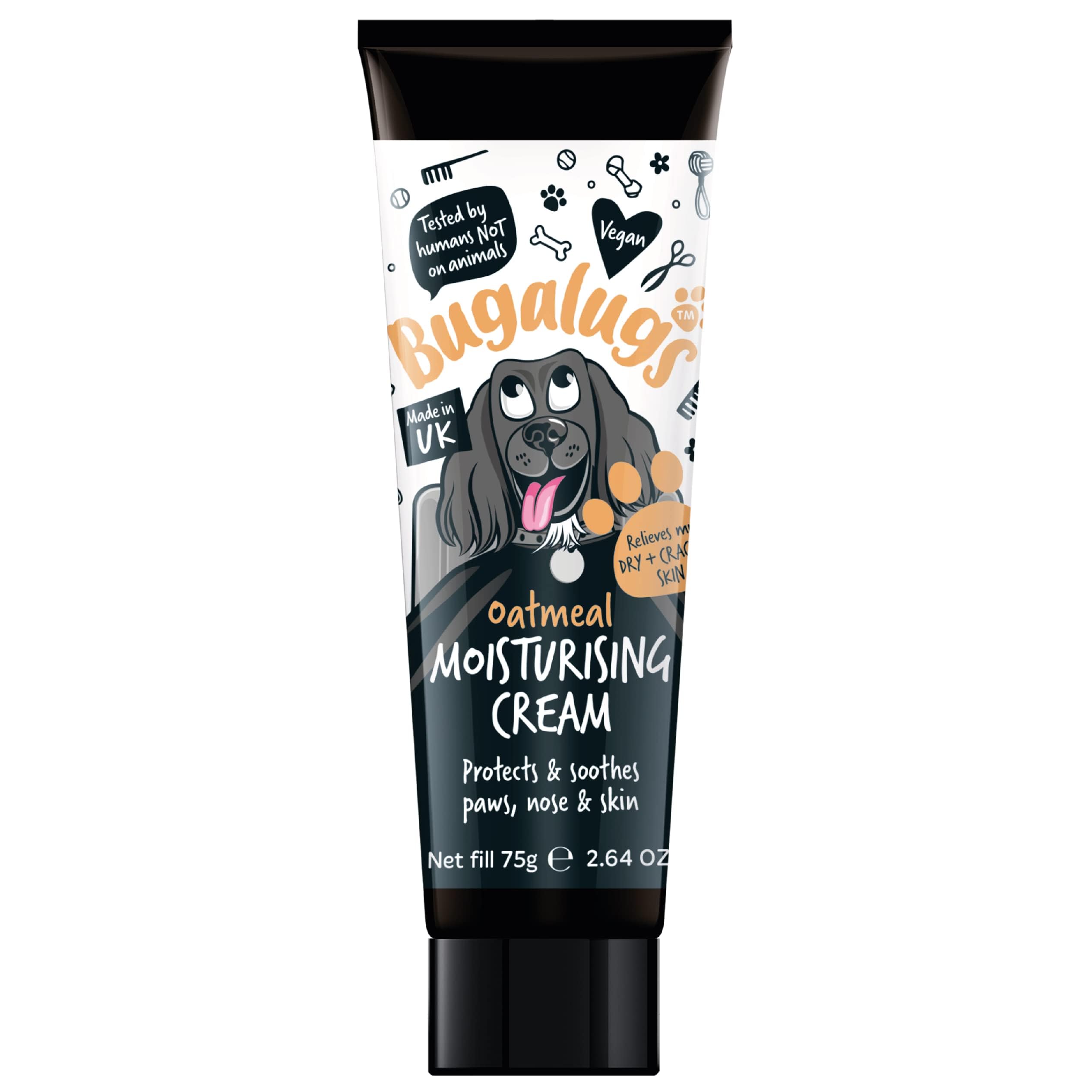 BUGALUGS - Bálsamo de Patas y Nariz con Avena Calmante - Perros y Gatos - 75g - Protección Natural, Hidratación Intensiva y Alivio para Almohadillas y Narices Secas, Agrietadas o Irritadas