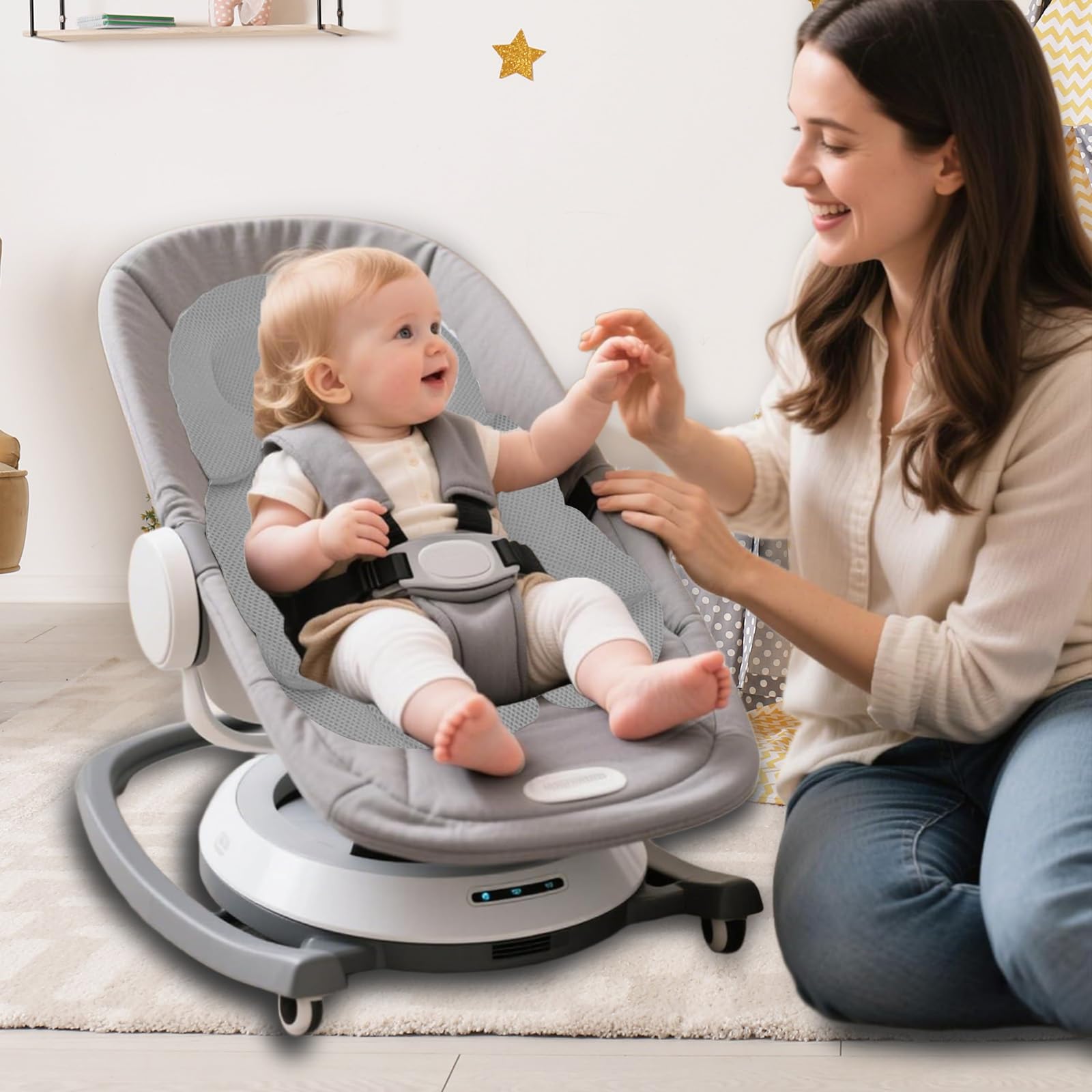MeYuxg Inserte el Asiento Infantil, la Cubierta Universal del Bebé, la Cabeza y la Sesión con el Asiento del Bebé más Pequeño, del Automóvil y la Silla Alta (Gris)