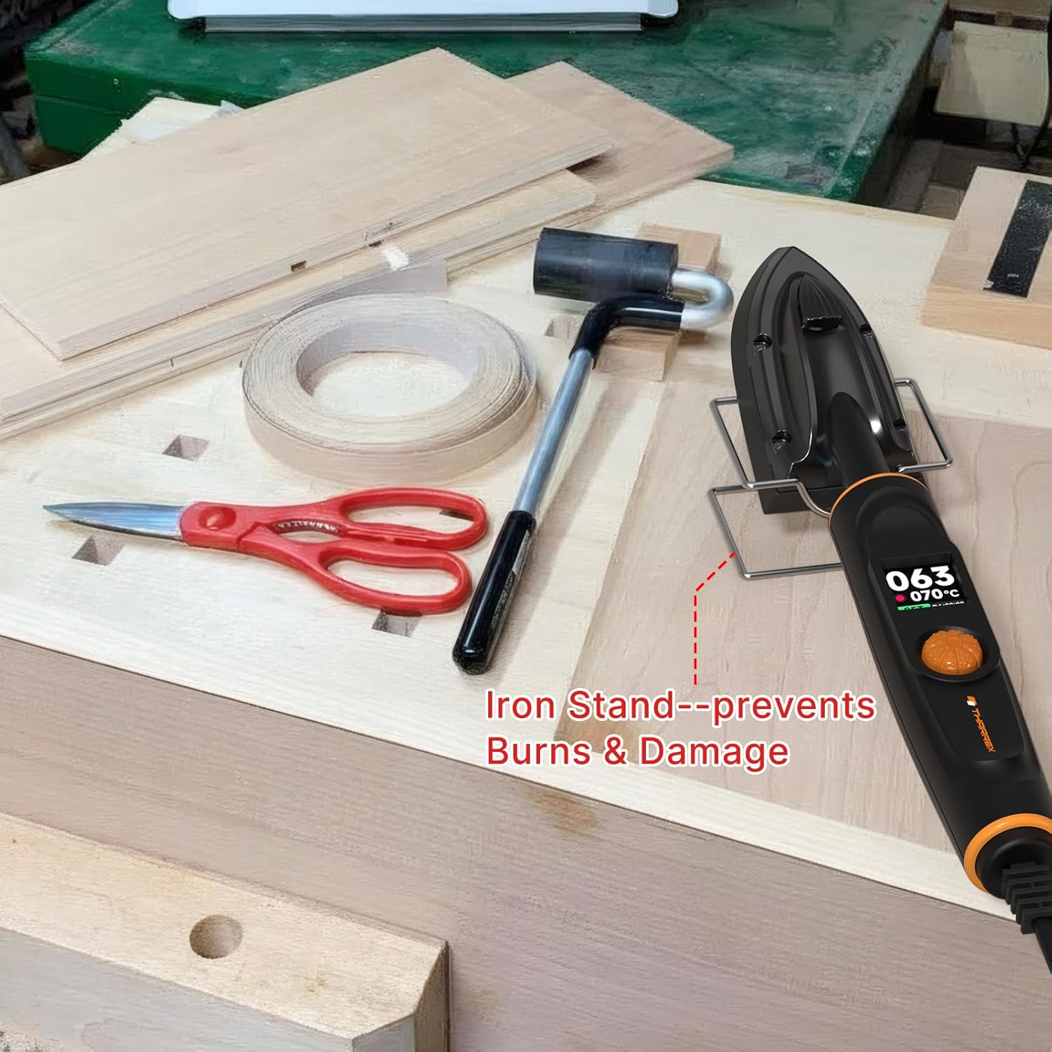 Digital Edge Banding Iron with LCD Screen | Extra-Long 8.2 ft Cord | Adjustable Temperature for Woodworking, Veneer & Crafts, RC Hobbies