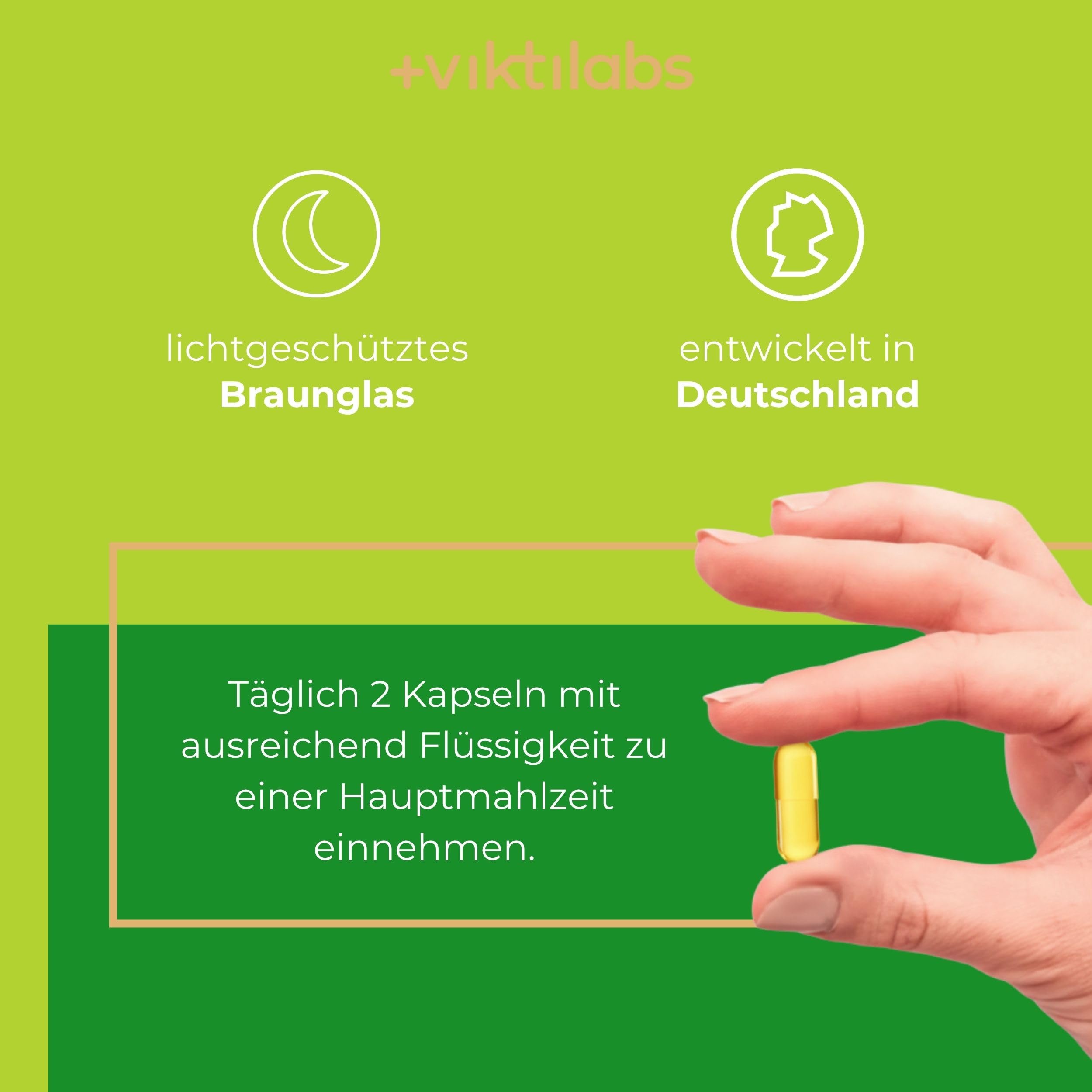 Vegane Omega-3 Kapseln - aus Algenöl - 936 mg Omega-3 pro Tagesdosis | 576 mg DHA & 288 mg EPA pro Tagesdosis - niedriger Totoxwert - 2 Kapseln pro Tag - 60 vegane Kapseln - ohne Zusatzstoffe