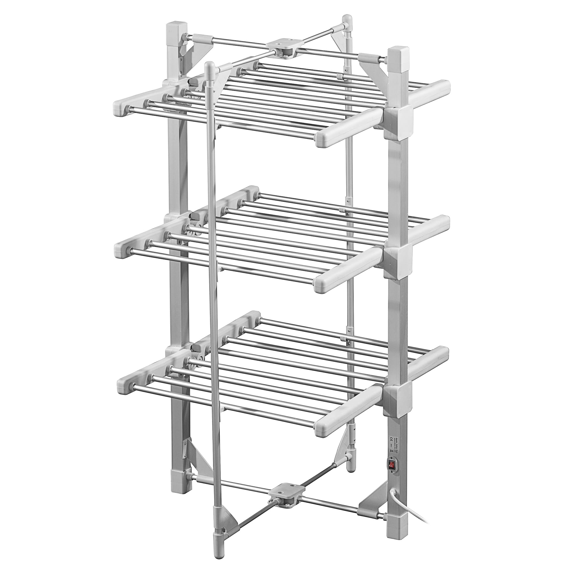 Daewoo Unisex Grey 3‑Tier Heated Airer W/ Cover, 300W, 30Kg Capacity In