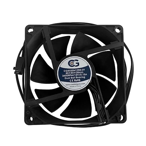Coolerguys Ventilador de velocidad media de 3.150x3.150x0.787 in 12 VDC 3Pin CG8020M12B2-3Y