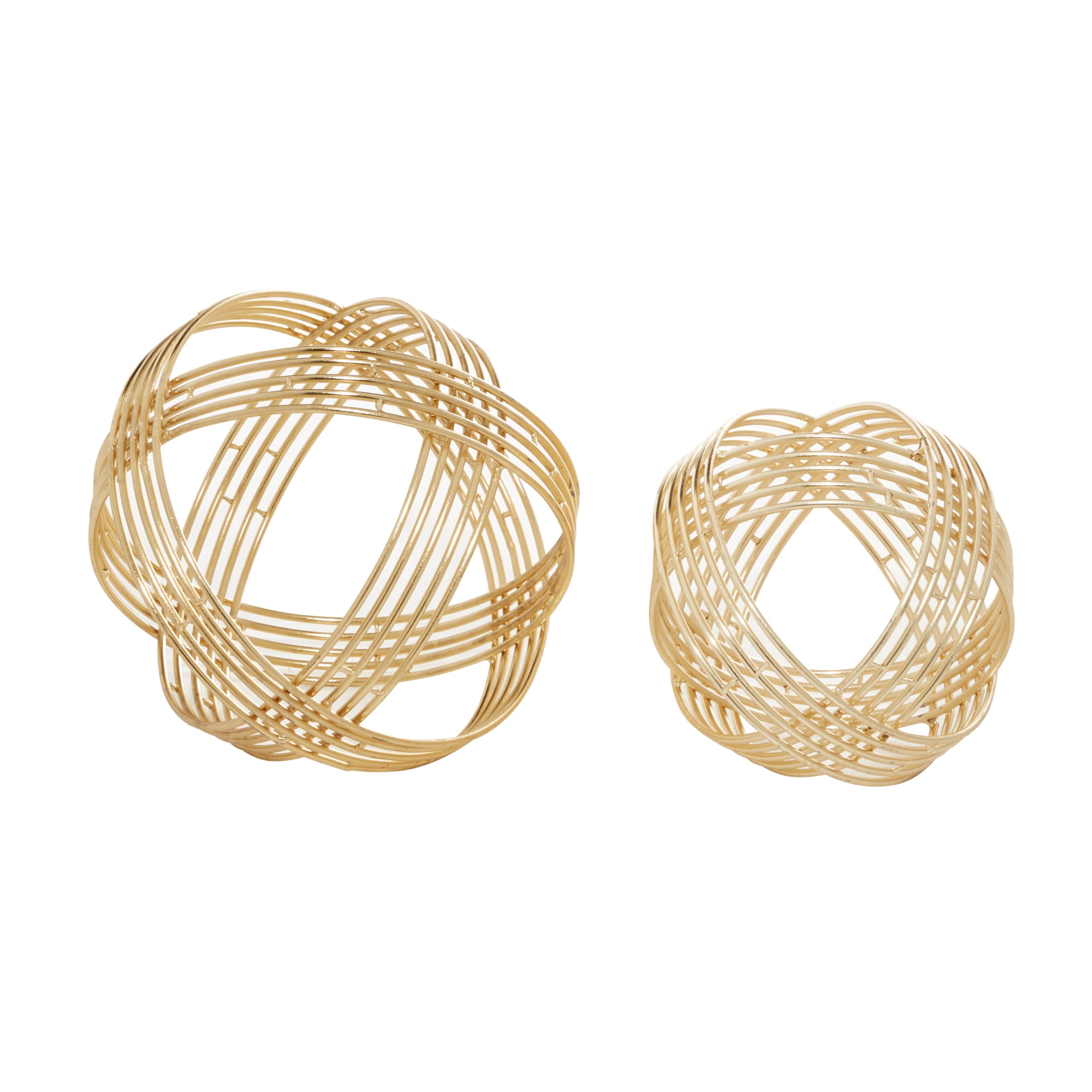 Deco 79 Escultura geométrica moderna de metal, juego de 2 9", 7"W, oro