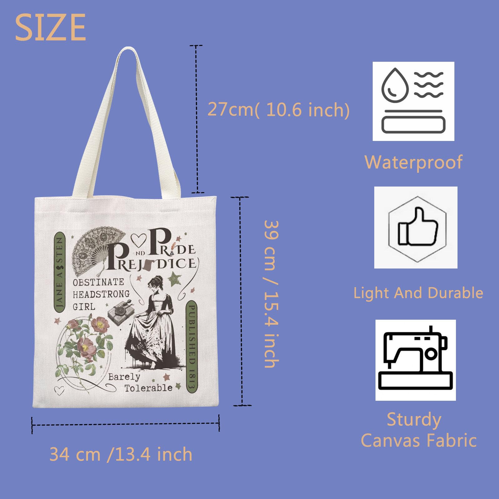 TIIMG Regency Book Lover Gift Bookworm Gift Novels Readers Book Club Bookish Tote Bag (pridejane)