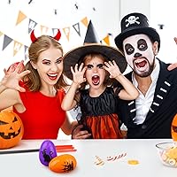 Vista 5 de 80 huevos de Halloween, cráneo, huevos de plástico, búsqueda del tesoro para dulce o truco, caja de dulces, mini calabazas, arañas fantasmas