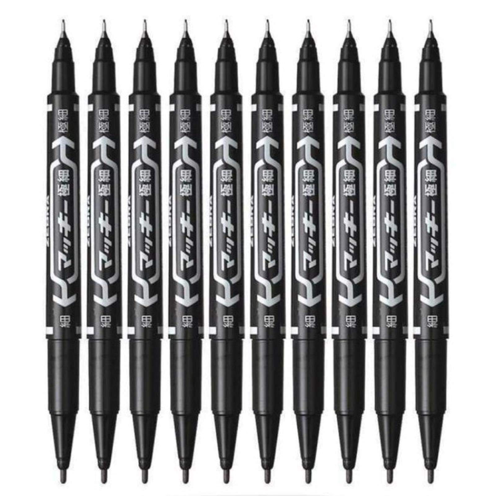HCMA 10 Pcs/Set Waterproof Drawing Liner Dual Tip Lettering Markers Black Ink Markers Sketching Drawing School & Office