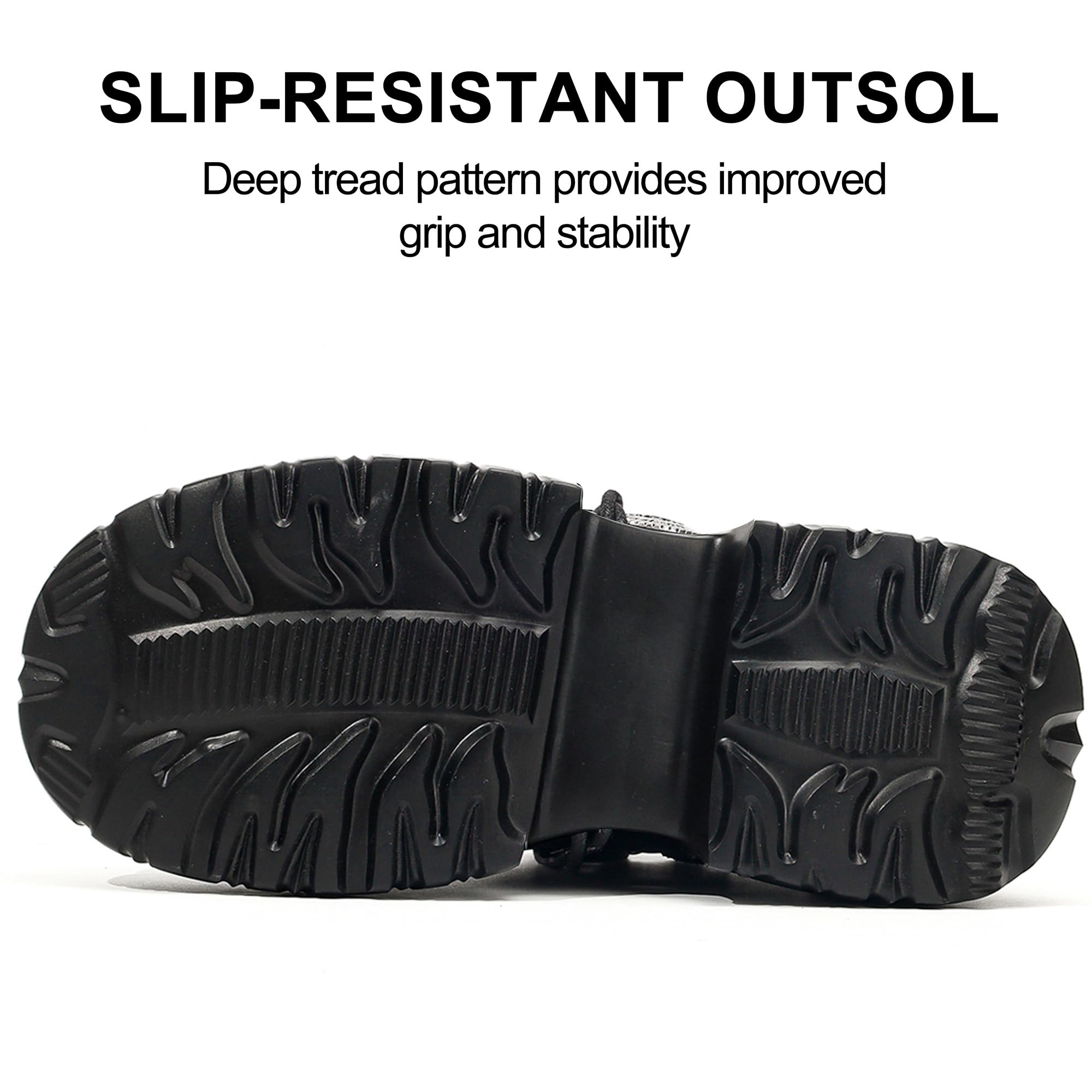 Stivali con Plateau Gotici da Donna, Scarpe Stile Punk Rock Heavy Metal Stivaletti Stringati Chunky con Design a Fiamma e Dettagli in Metallo