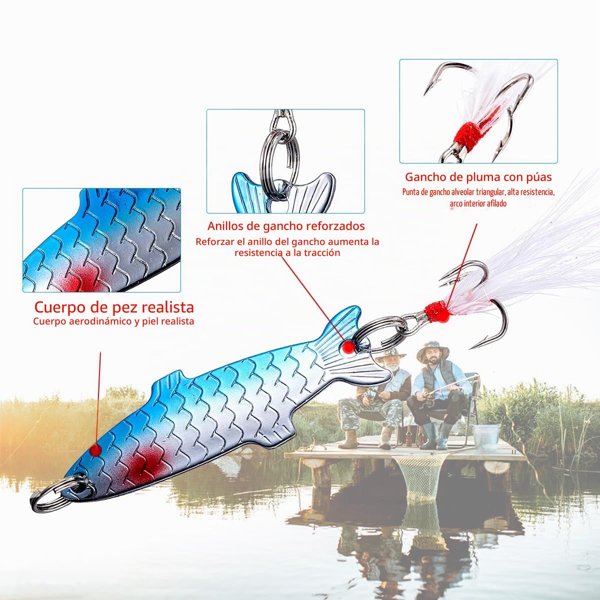 Juego de 101 señuelos de pesca mixtos universales multifunción,señuelos de pesca con caja de aparejos de pesca,incluyendo spinners,gusano,cucharas,señuelos duros, señuelos para hundir,etc.