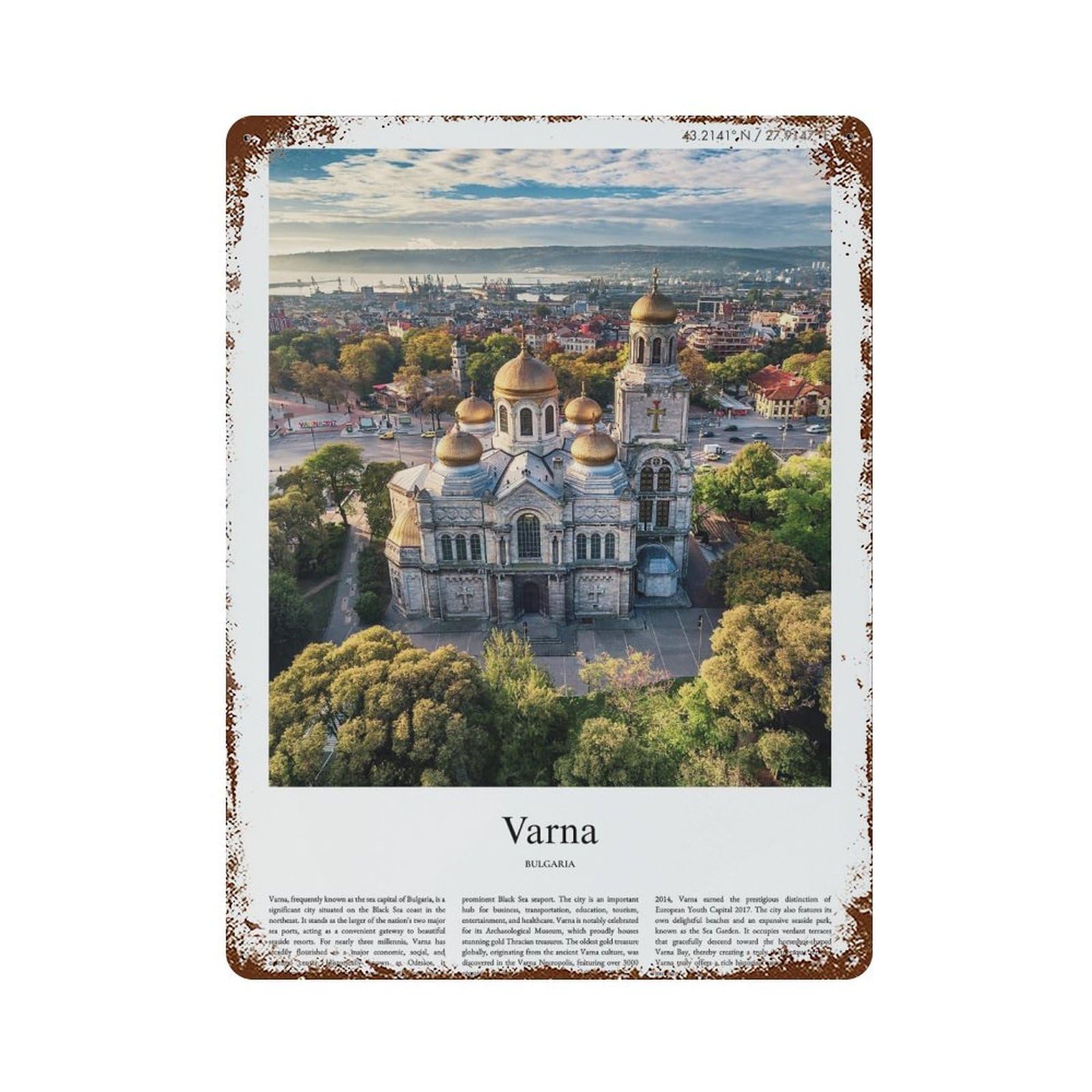 xiaoxiaoshen Varna Bulgaria City Scenery Wall Decor Art Metal Tin Poster Modern Home Decor Art Home Bar Shop Decorations Vintage Sign 40x30cm