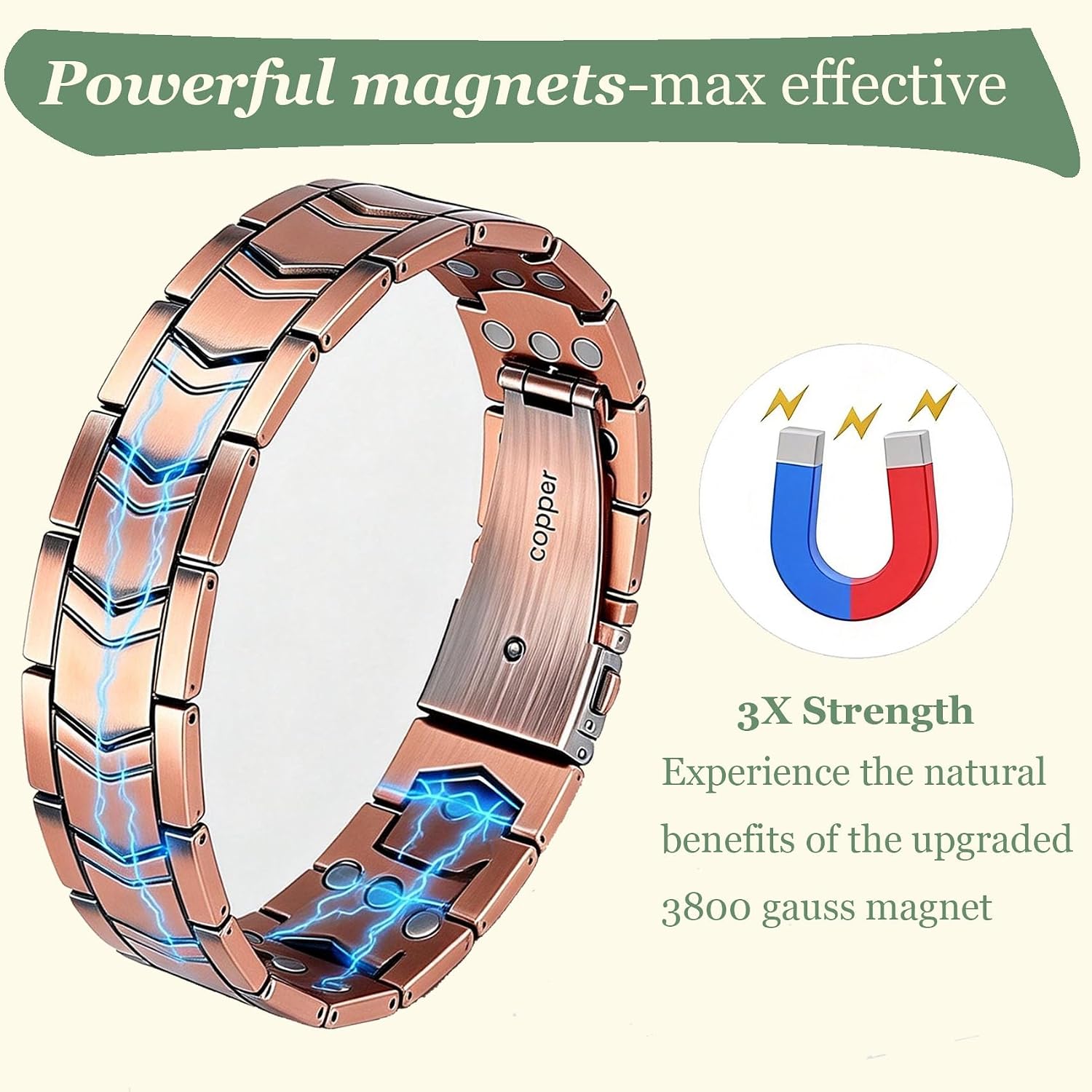 copper bracelet for men with ultra strength magnet,magnetic therapy bracelet