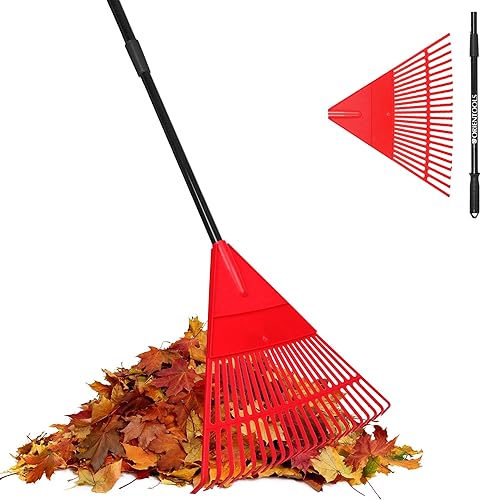 Miniatura 8 de ORIENTOOLS Juego de Rastrillo de Jardín de Fila Doble con 17 Dientes y Rastrillo de Mano de 9 Dientes para Hojas, Contenedor de 272L para Hojas y
