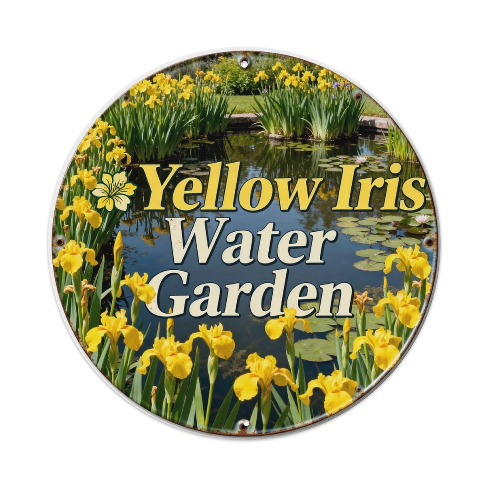 Yellow Iris Water Garden Metal Tin Sign Plaque