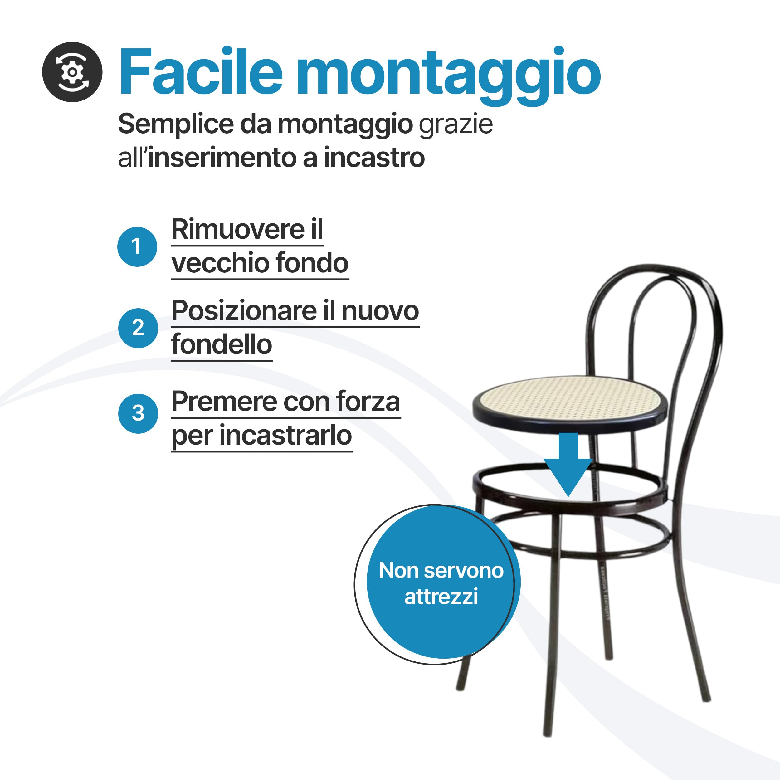 Tomaino - Fondelli Sedie Rotondi 40x40 cm in Stile Vienna - Set 10 Ricambi Sedute Per Sedie in Stile Bistrot Thonet - Sedute Sedie Nere con Disegno in Paglia di Vienna