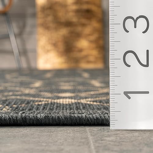 Miniatura 2 de nuLOOM Grayson - Alfombra marroquí Trellis para interiores y exteriores, 7 x 9 pulgadas, color carbón