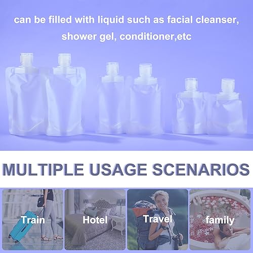 Miniatura 5 de Outus 18 bolsas de viaje para artículos de tocador, contenedores portátiles de tamaño de viaje, contenedores líquidos, a prueba de fugas, bolsa de