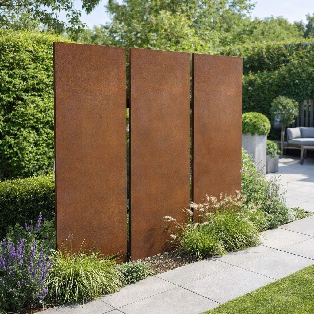 ESTEXO Sichtschutzelement Sichtschutz Edelrost 150 cm Sichtschutzwand Gartendekoration Zaun Rost Metall (mit Steckfuß)