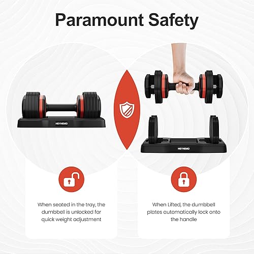 Miniatura 3 de Heynemo Adjustable Dumbbell Double, 5LB to 25LB Adjustable Dumbbells with Anti-Slip Metal Handle for Men & Women, Fast Adjust Weight Dumbbells with