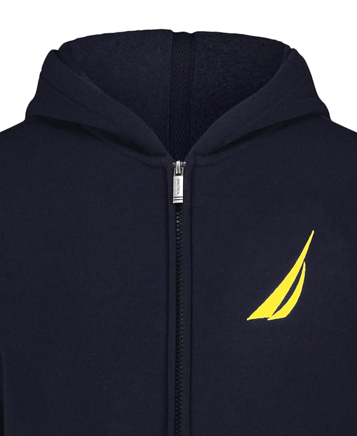 Nautica Boys' Long Sleeve Fleece Full Zip Hoodie Sweatshirt, J-Class Sport Navy, 10-12, image 5