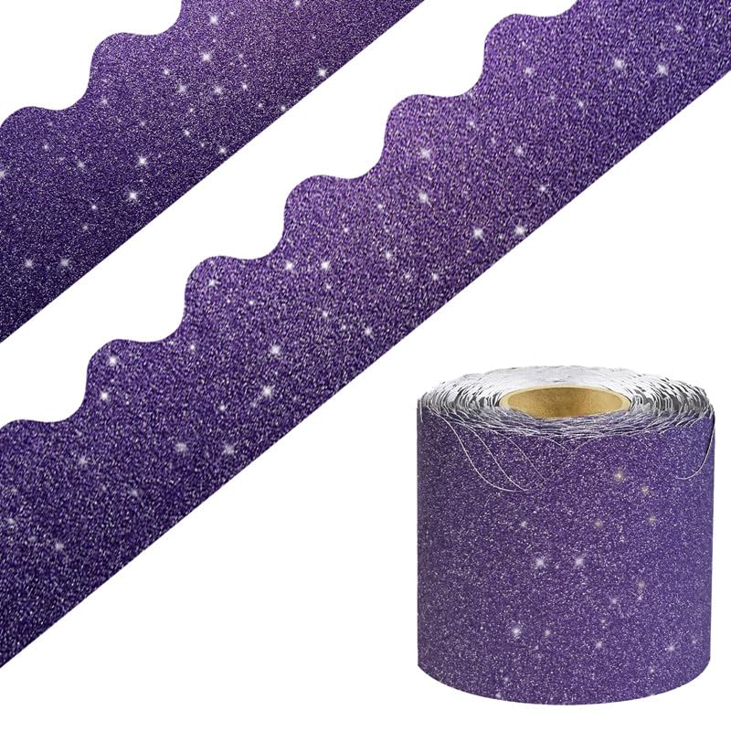 DMJUNCONG 68.9 Feet Glitter Bulletin Board Border Scalloped Bulletin Board Trim for Classroom Decoration,Bedroom Wall Decoration,Home Decoration,
