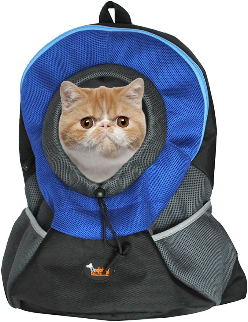 Ondoing Pet Carrier Backpack Adjustable Dog Puppy Cat Front Carrier Travel Bag Head Out Design for Traveling Hiking Camping Outdoor Use
