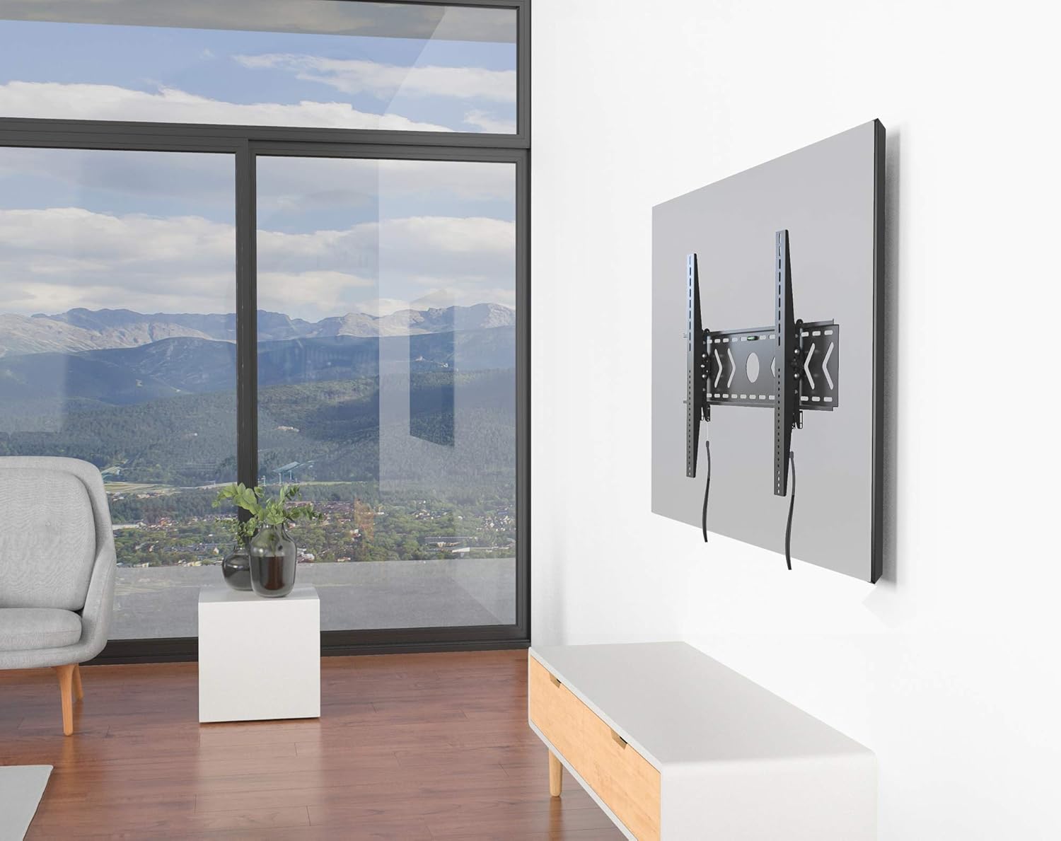 Amer Mounts Heavy Duty Low Profile Tilting Flat Panel Wall Mount, Max Panel Weight 220lbs Designed for Most of 50-100 inch LED, LCD, OLED Panels, Supports up to VESA 800x600mm BIGASSMOUNT100T