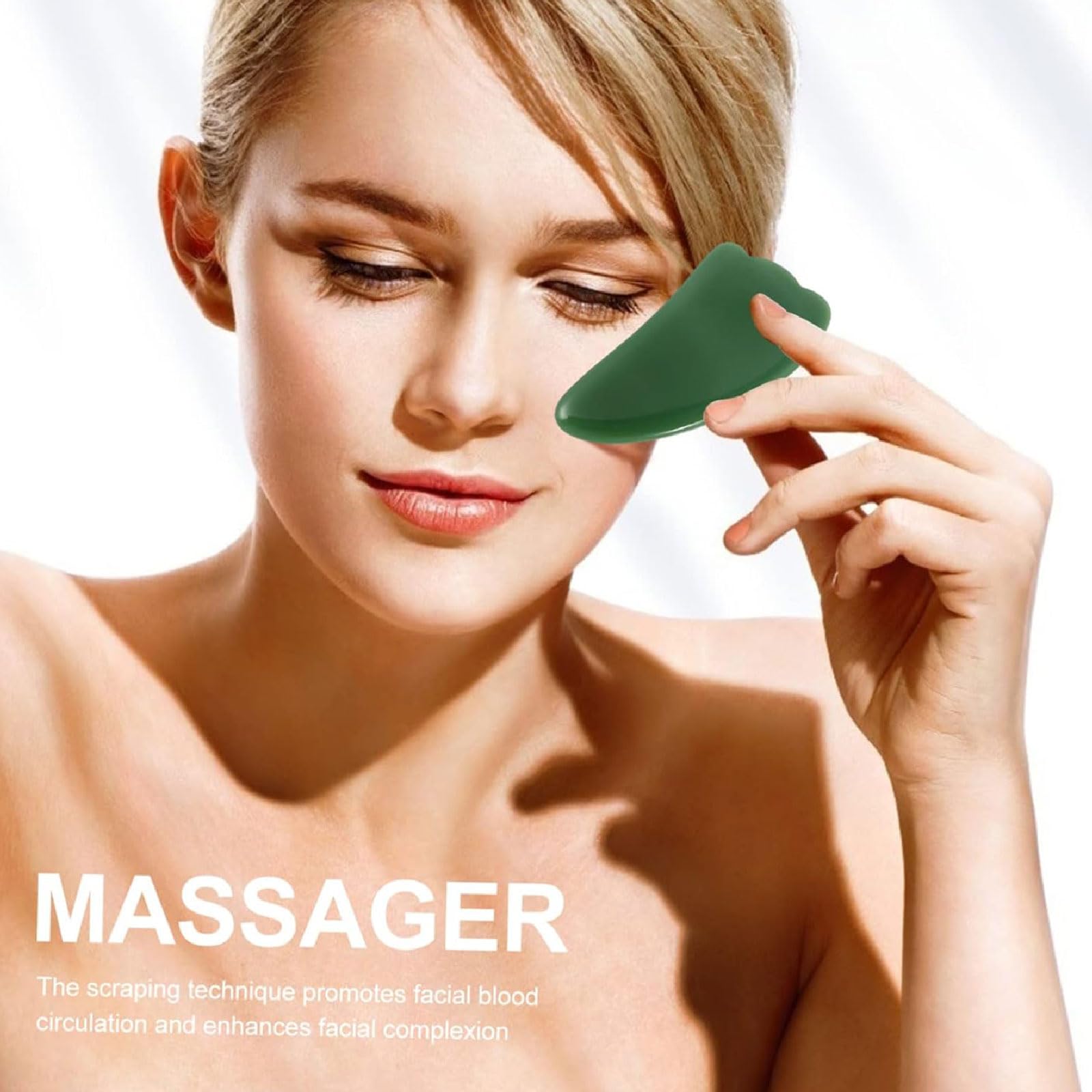 Raschiamento del viso Confezione da 4 pezzi di tavola Gua Sha in giada Kit di strumenti per massaggio cinese Gua Sha Tavola Gua Sha portatile per scolpire la mascella Strumento di massaggio