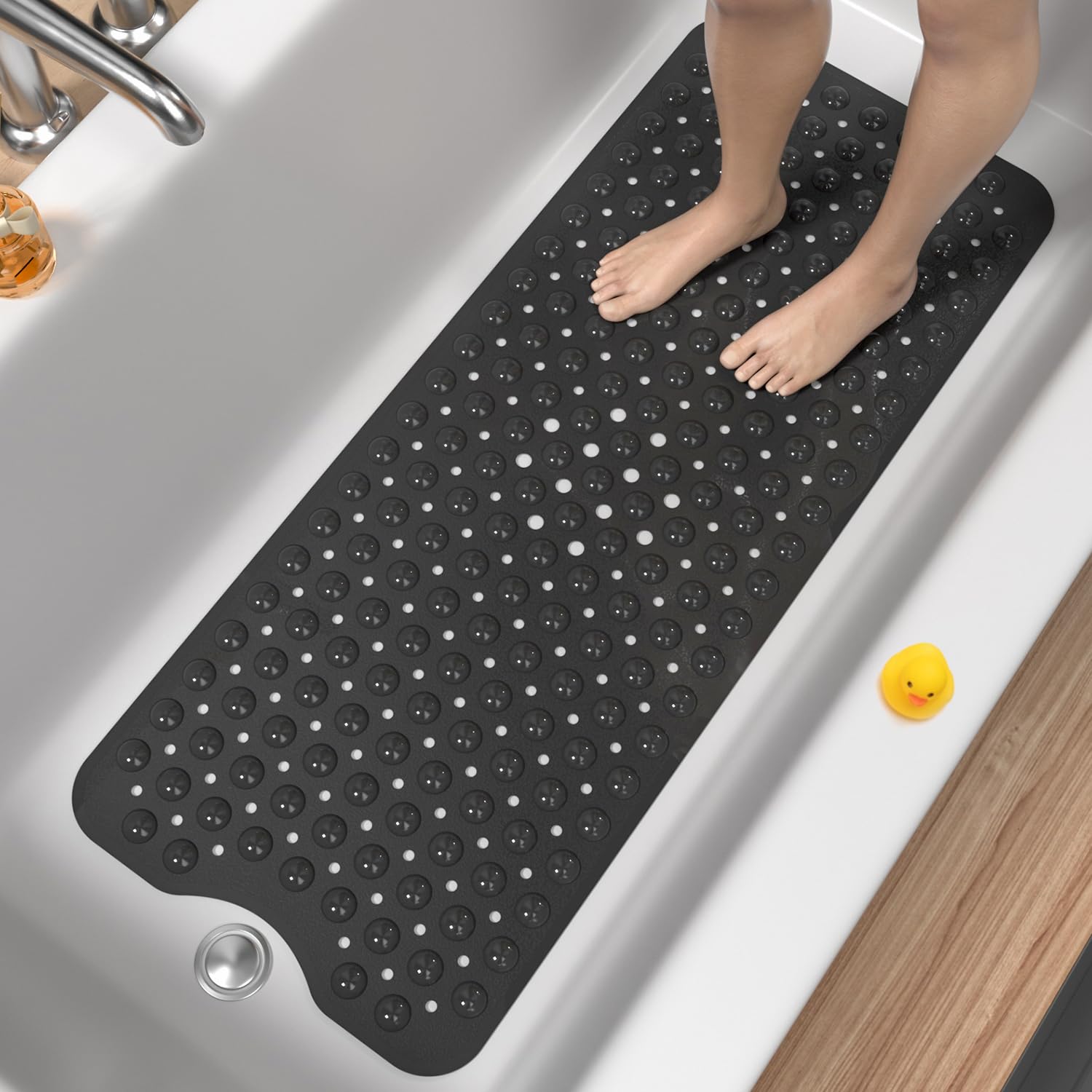 Non Slip Bath Mat for Tub 101 x 40cm Extra Long Shower Mat Anti Mould Machine
