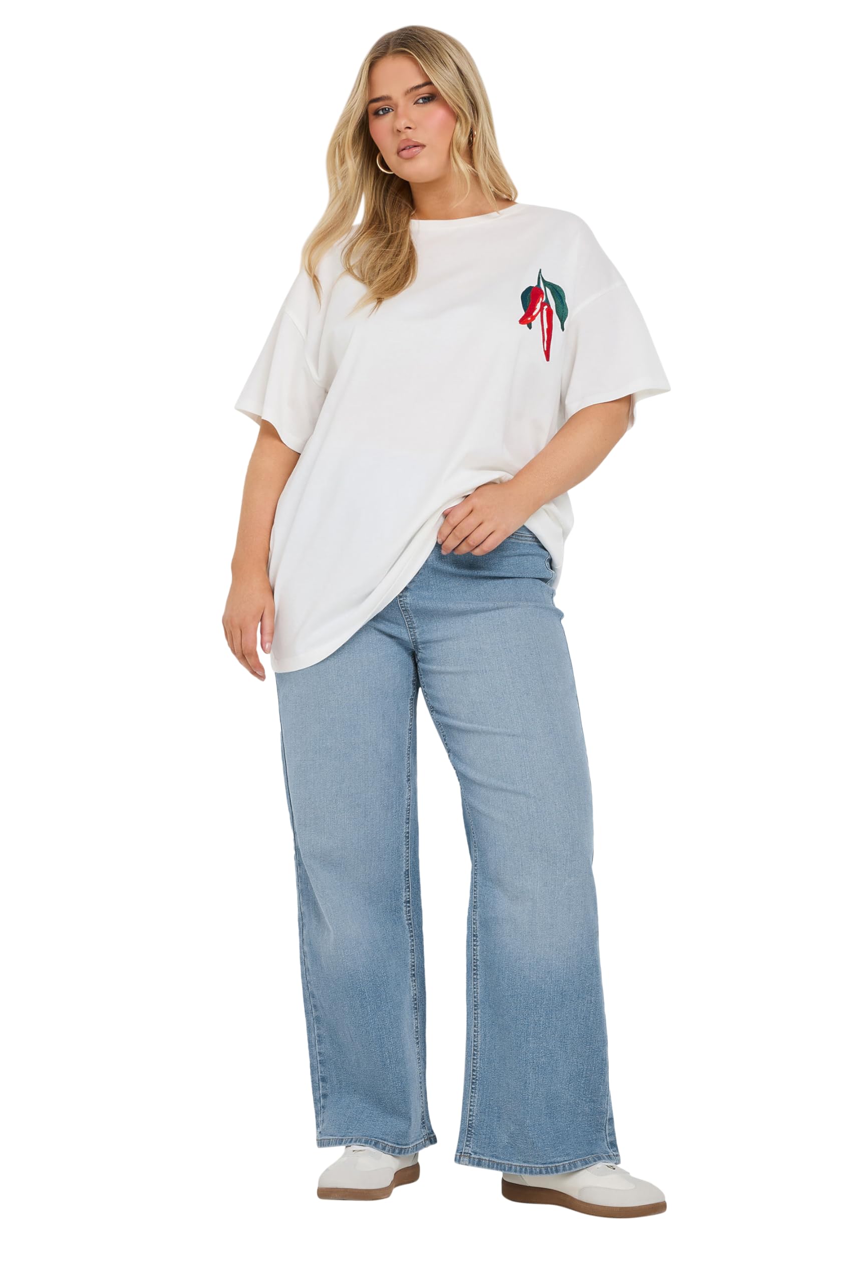Yours Women's Wide Leg Stretch Jeggings Jeans in Light Blue | Size: 24