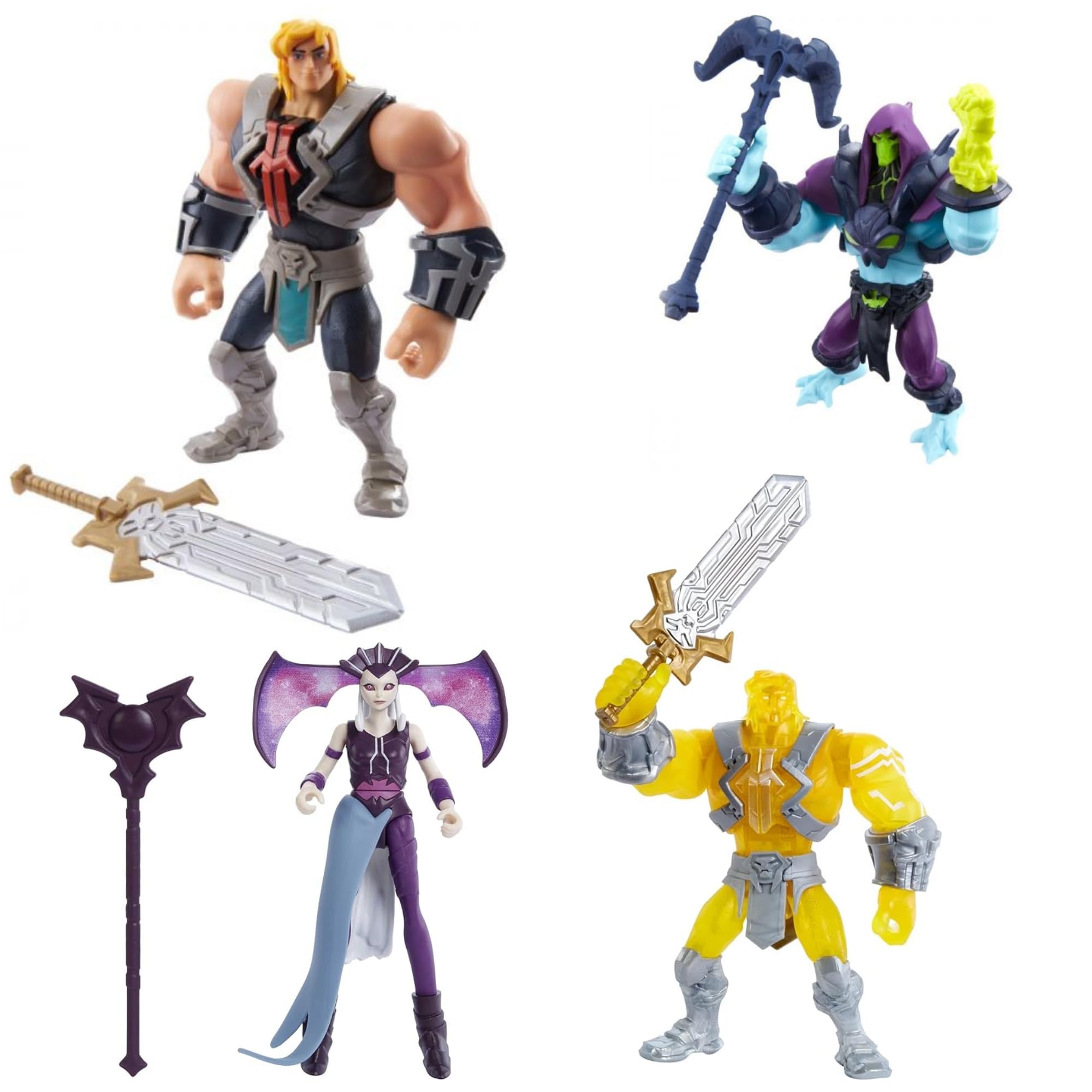 My Pallet Bundle - He-Man and Masters Of The Universe Action Figure Assortment, Skeletor, Powers Of Grayskull, He-Man,Evil-Lyn, Power Attack, Pack of 4, 4 Yrs +, 14cm - MOTU