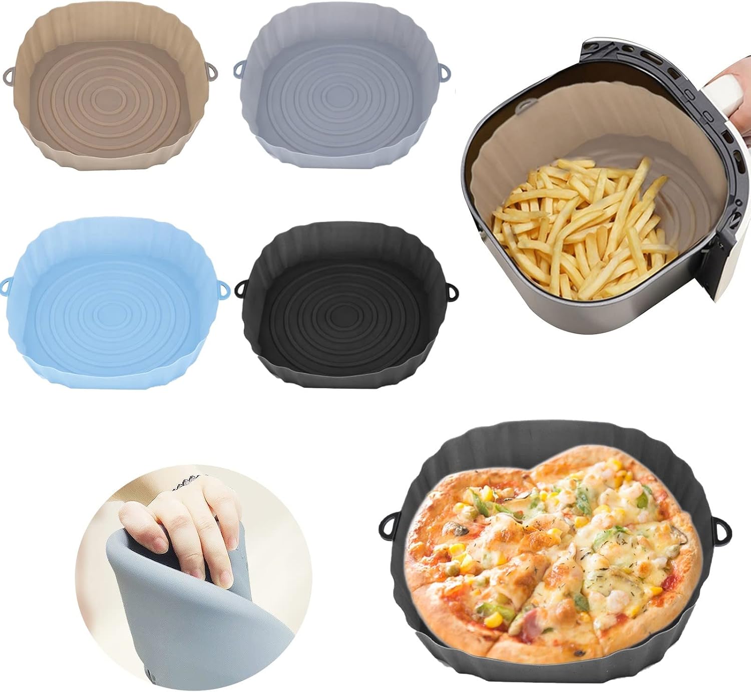 RISVOWO Heißluftfritteuse Zubehör,13-teiliges Set Heißluftfritteuse