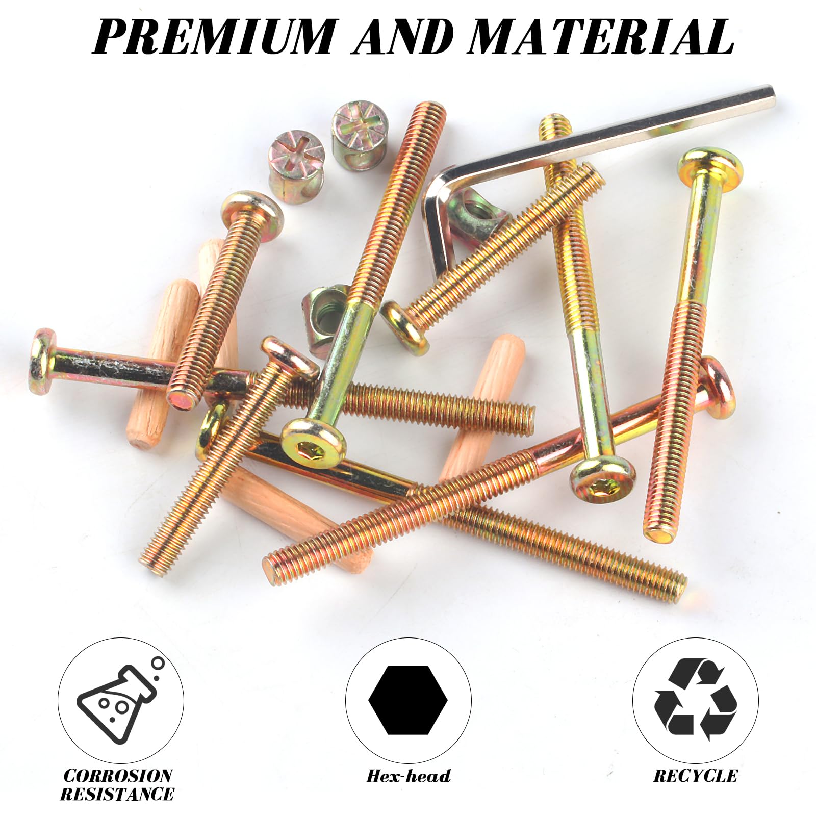 M6x40-80 Crib Screws - Bed Hardware Kit (20 Set) -6