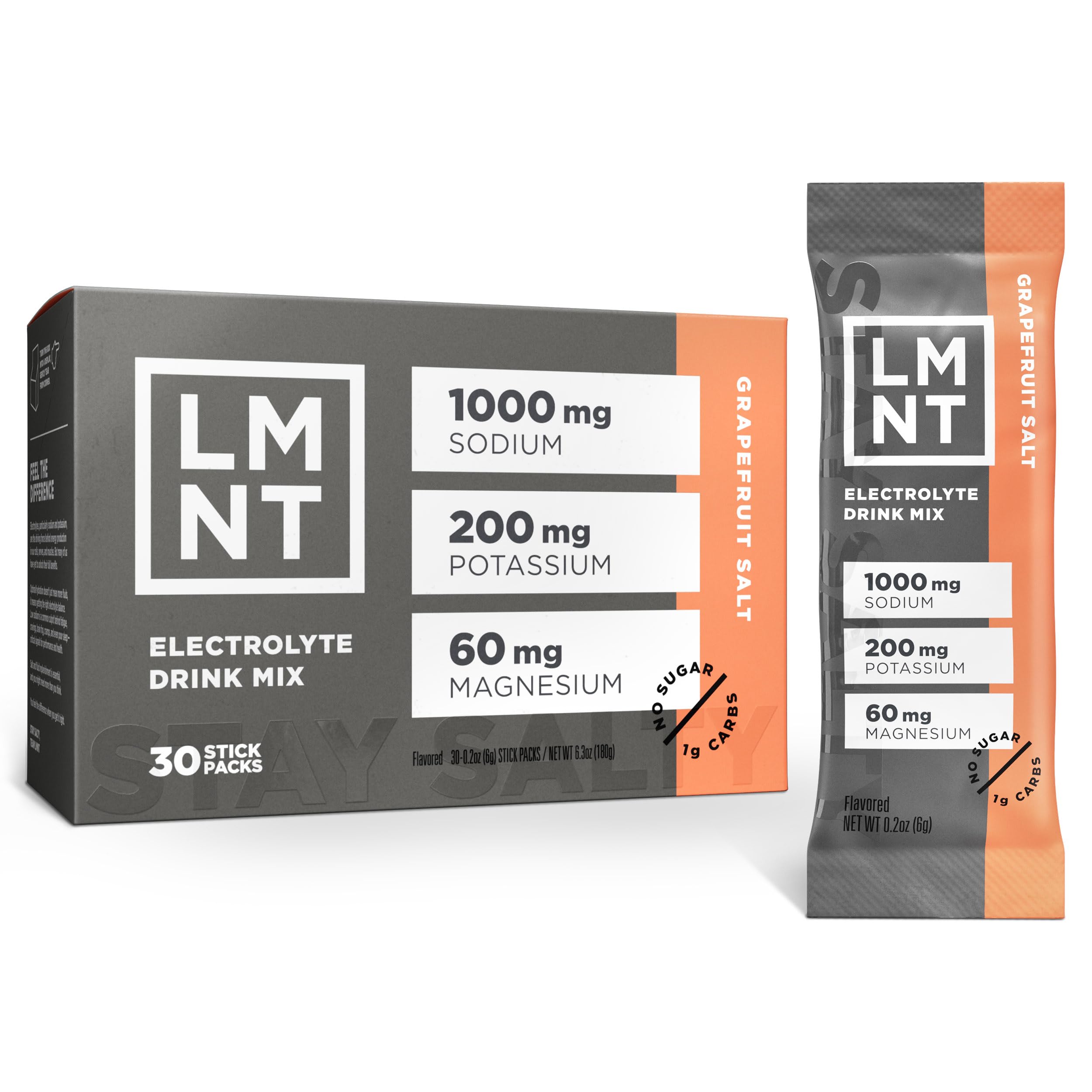 Drink LMNTZero-Sugar Electrolytes - Grapefruit Salt - Hydration Powder Packets | No Dodgy Ingredients | Keto & Paleo Friendly | 30 Sticks