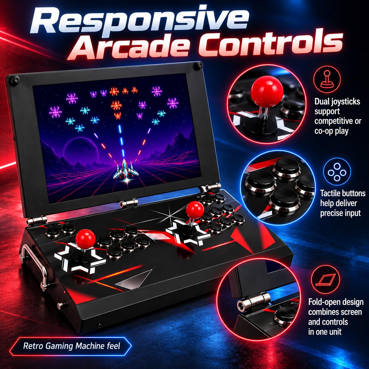 Console di Giochi Arcade Portatile, 26.800 Giochi, Schermo HD da 17,5