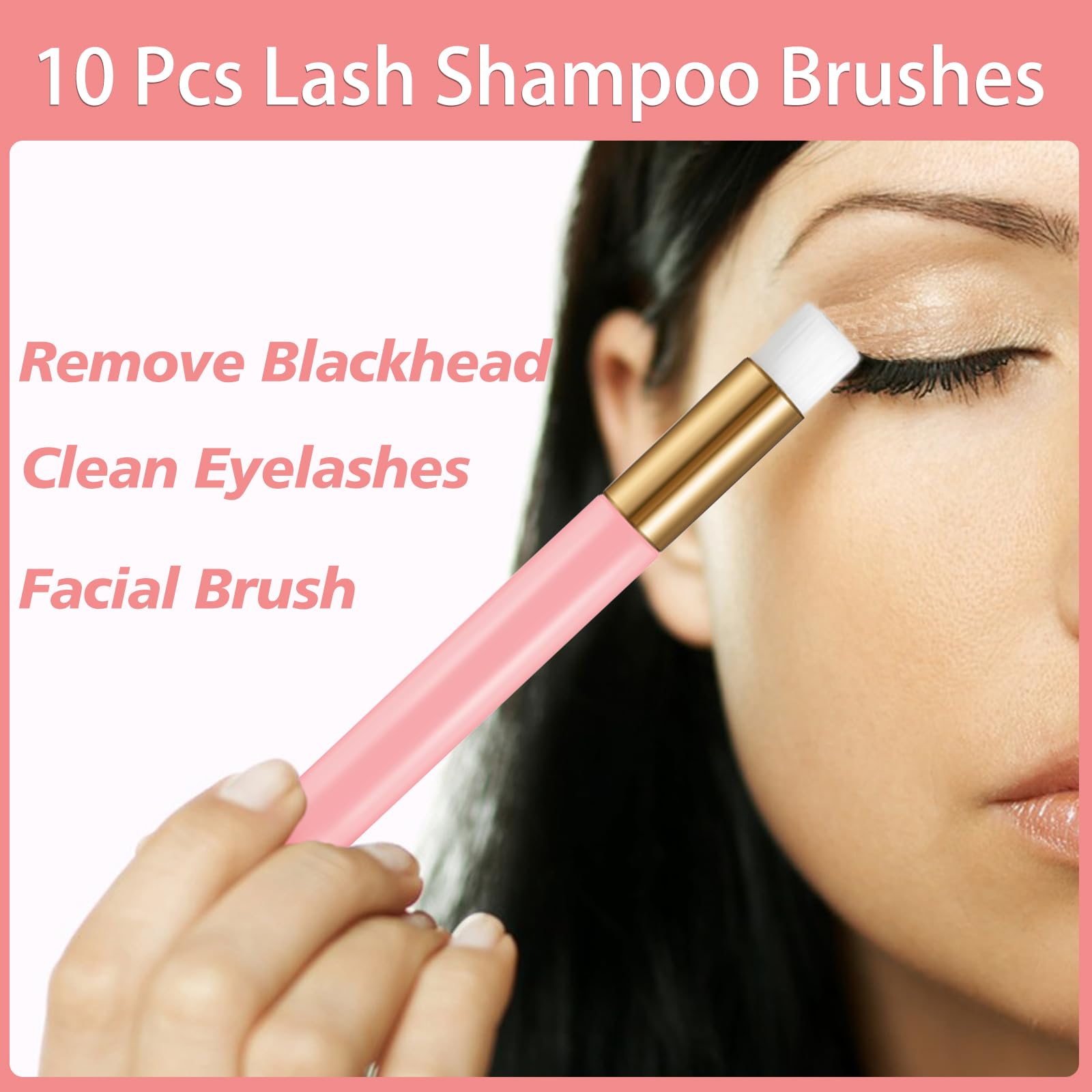 60pcs Lash Extension Cleaning Kit for Clients,10pcs Lash Brushes,10pcs Eyelash Brush with Tubes,10pcs Lash Bottles,10pcs Eyelash Bags,10pcs Lash Shampoo Stickers,10pcs Instruction Card (Pink 2)