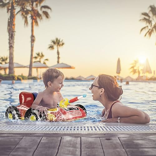 Miniatura 4 de Paquete de 2 flotadores inflables de piscina para niños con pistola de agua, juguetes de piscina para niños de 4 a 8 años, flotadores inflables para