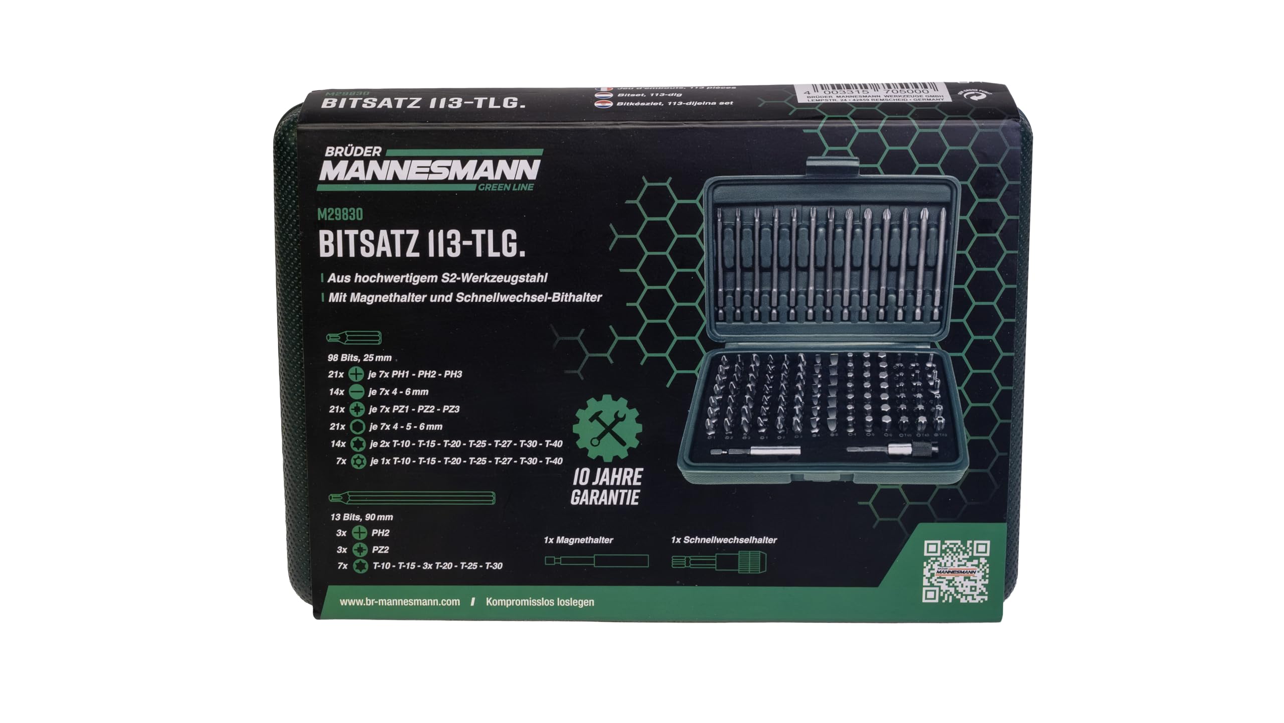 Mannesmann M29830 zestaw bitów ze stali narzędziowej S2 113-częściowy