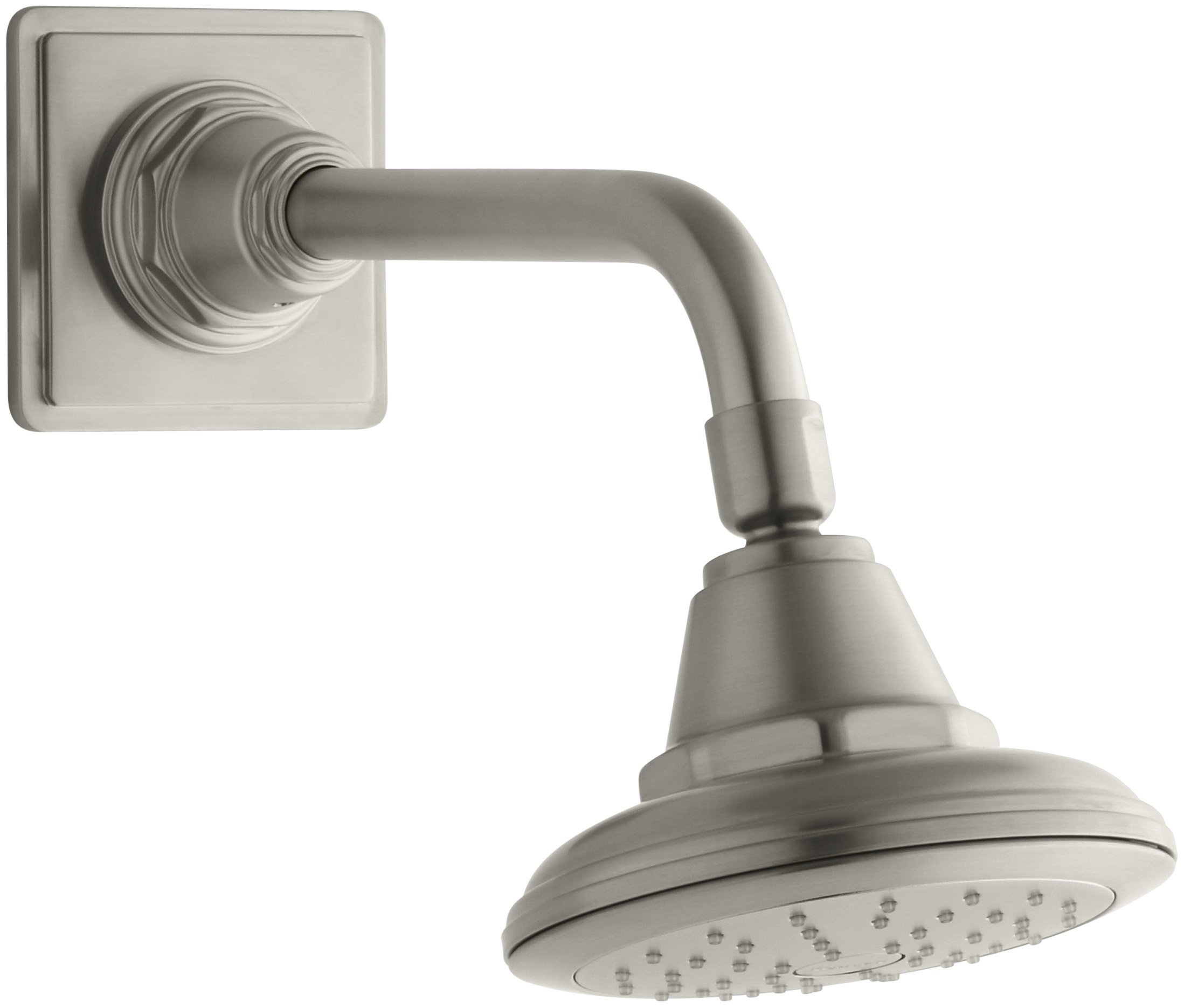 KOHLER 45417-BN Pinstripe Single Function Wall Mount Showerhead with Katalyst Air Induction Spray, 2.0 GPM, Vibrant Brushed Nickel