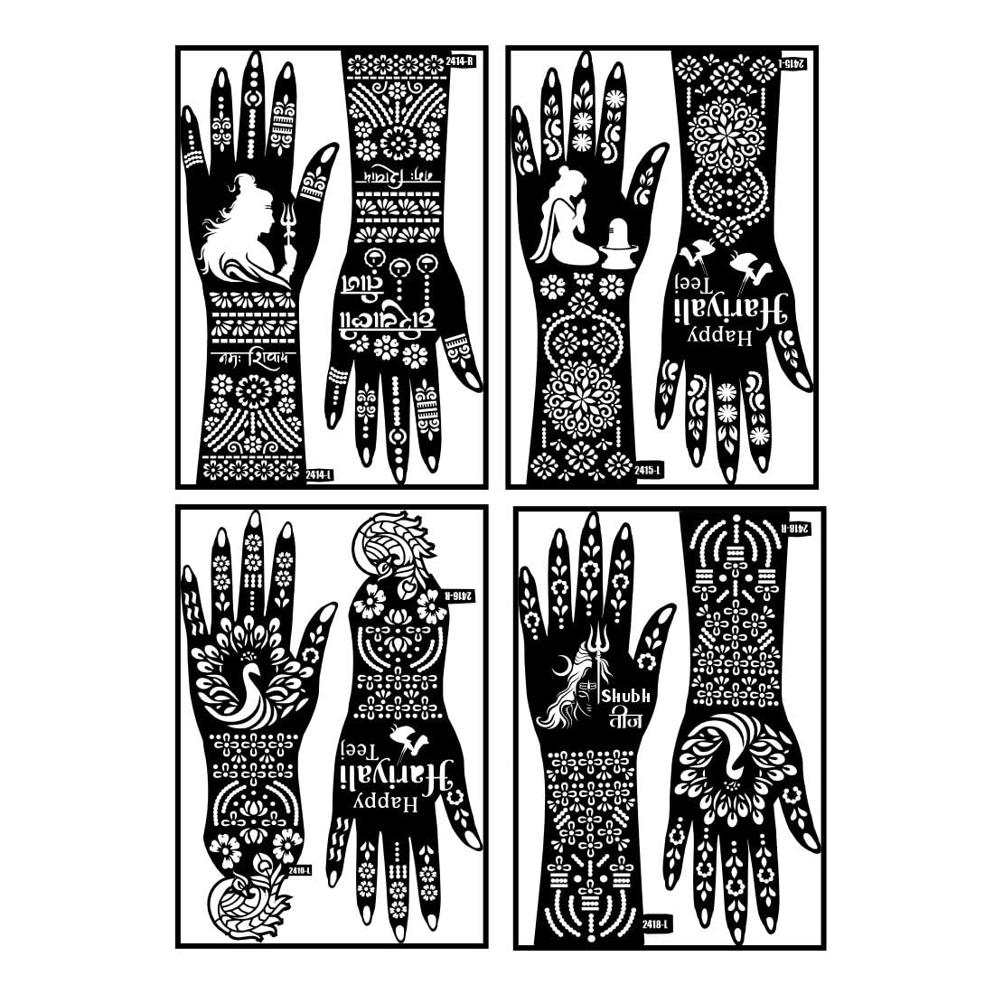 Namah Shivaya With Hariyali Teej Text Design Mehndi Stencil Sticker For Attractive Look-picture-34
