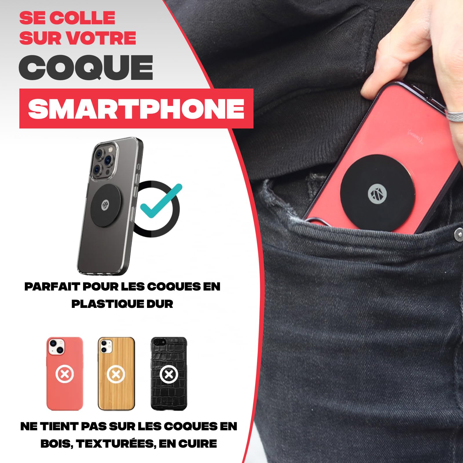 Shapeheart Support Téléphone Moto Magnétique - Pose et Retire en Une Main - Fixation Guidon Universelle Moto, Scooter, Trottinette - Plaque Métallique Incluse - Maintien Stable et Amovible