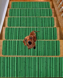 Green Bamboos Stair Treads Non Slip for Wooden Steps Natural Vintage Bam...
