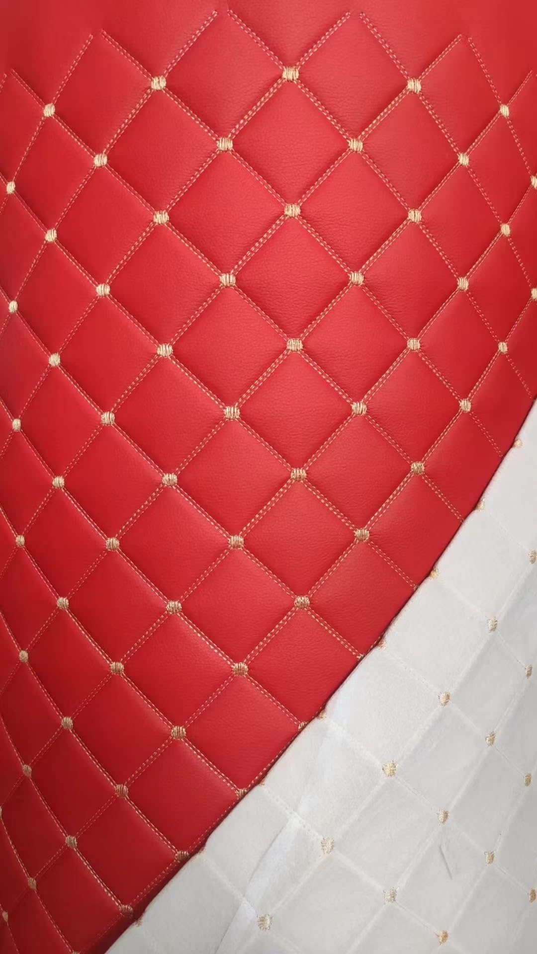 Tessuto In Ecopelle/Finta Pelle Per Rivestimento E Arredamento - 160 X 100cm - Pelle Sintetica Morbida Per Arredo, Divani, Sedie, Casa, Accessori - Colore Black (red Line)(Red,1.6x4m)