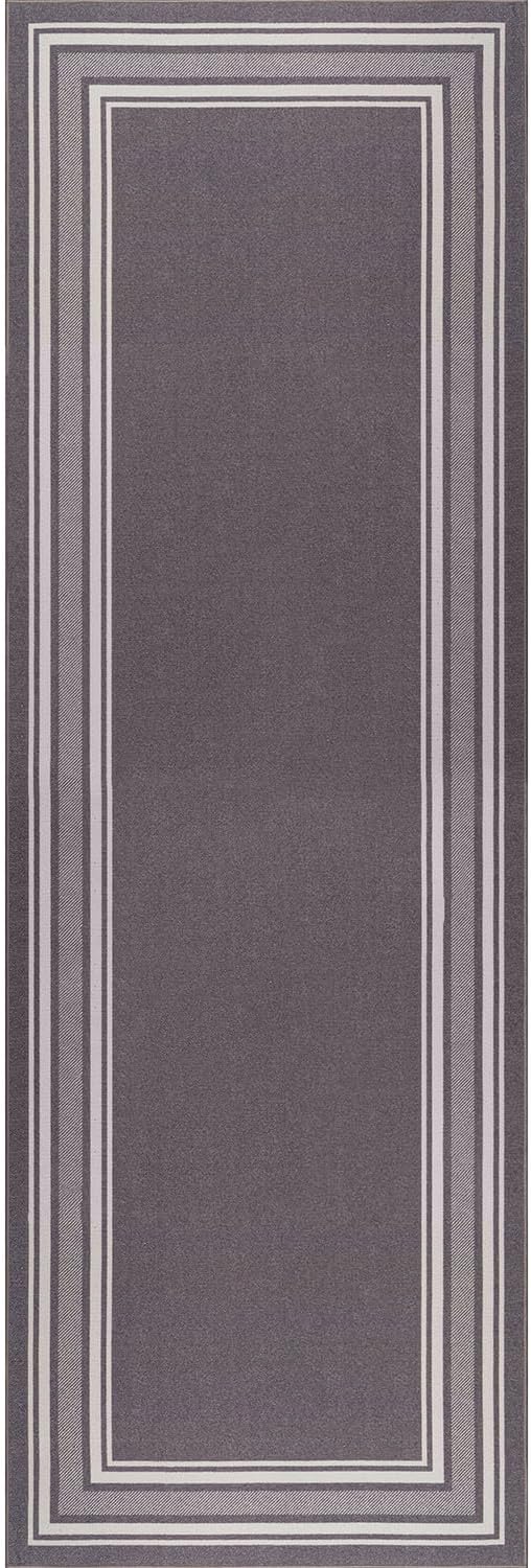 Luul Home Modern Bordered Non Slip Indoor Runner Rugs for Living Room 2x7 Area Rugs for Kitchen, Rug for Bedroom, and Hallway, Stain Resistant Easy Cleaning Non Shedding Gray 2 x 7