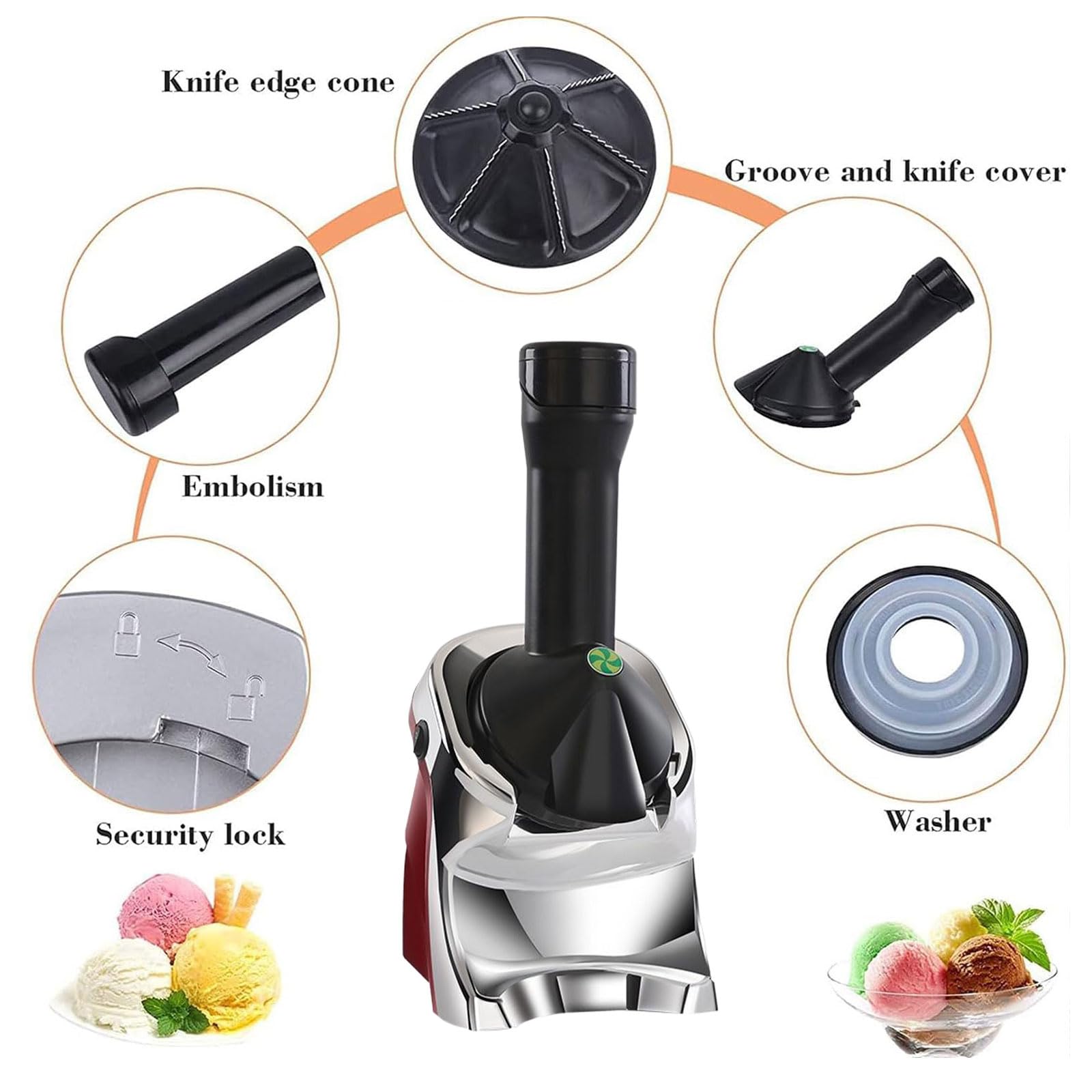 Fabricador De Postres Congelados, Máquina De Helados, Máquina Automática De Helado De Fruta De 200 W, Helado Suave No Lácteo