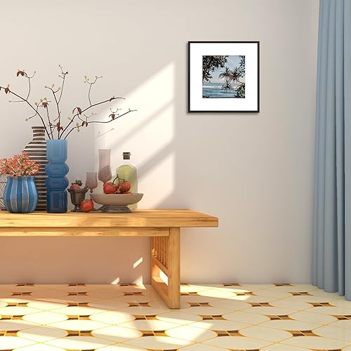 Vista 134 de Golden State Art - Marco de fotos de aluminio satinado clásico de 8 x 10 con alfombrilla de color marfil para fotos de 5 x 7 y cristal real, Dorado